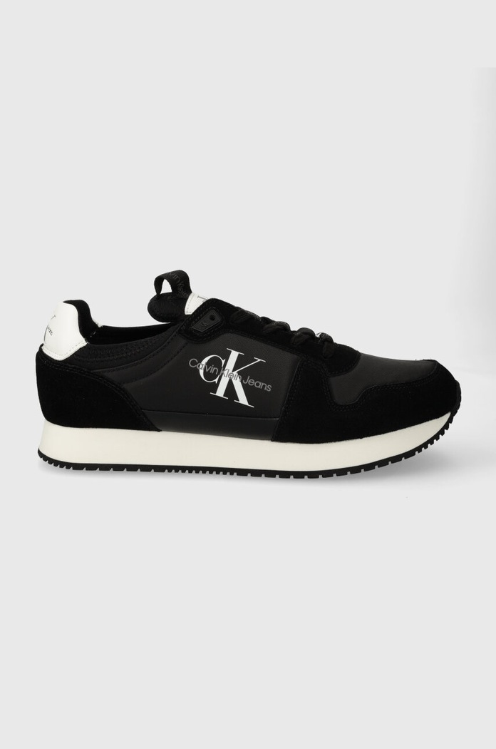 Sneakers Calvin Klein Jeans RUNNER SOCK LACEUP NY-LTH δέρμα σαμουά μαύρο YM0YM00553