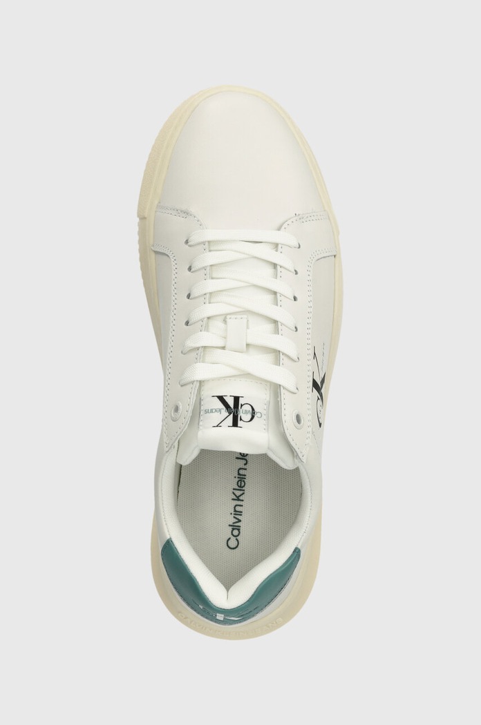 Kožne tenisice Calvin Klein Jeans CHUNKY CUPSOLE MONOLOGO bijela YM0YM00681