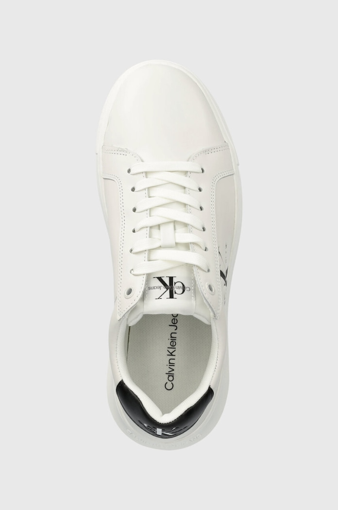 Кожени маратонки Calvin Klein Jeans YM0YM00681 CHUNKY CUPSOLE MONOLOGO бял YM0YM00681