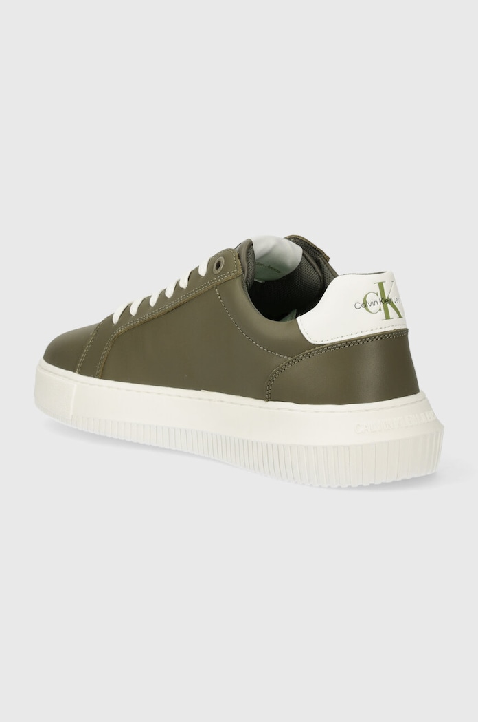 Obuwie Calvin Klein Jeans sneakersy skórzane YM0YM00681 CHUNKY CUPSOLE MONOLOGO YM0YM00681 zielony