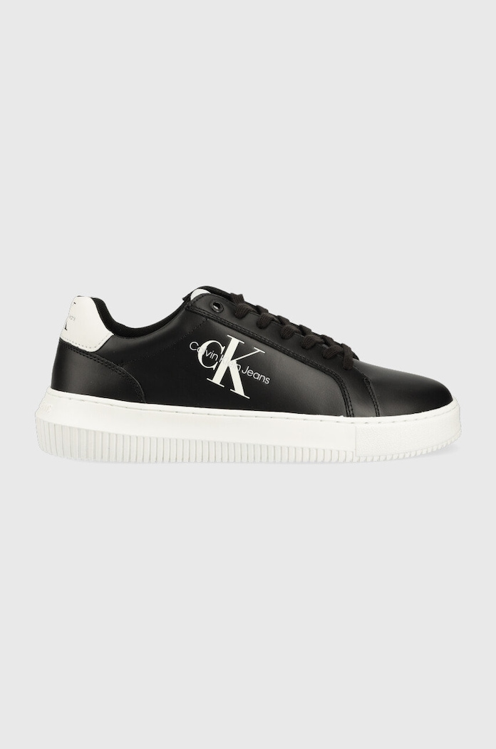 Calvin Klein Jeans sneakersy skórzane Chunky Capsule Monologo Planet friendly czarny YM0YM00681
