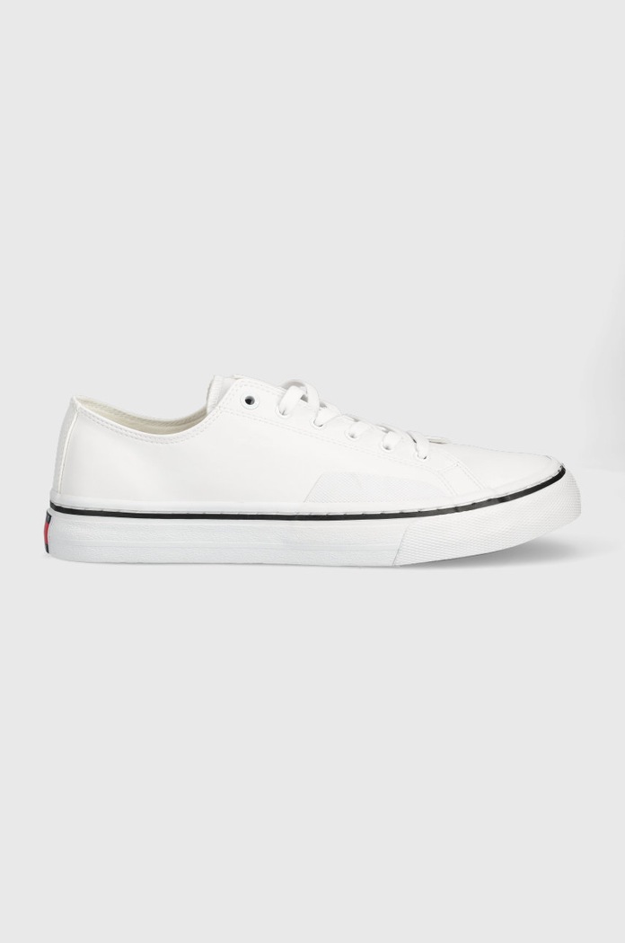 Tenisky Tommy Jeans Leather Vulc Tjm Ess Planet friendly bílá EM0EM01047