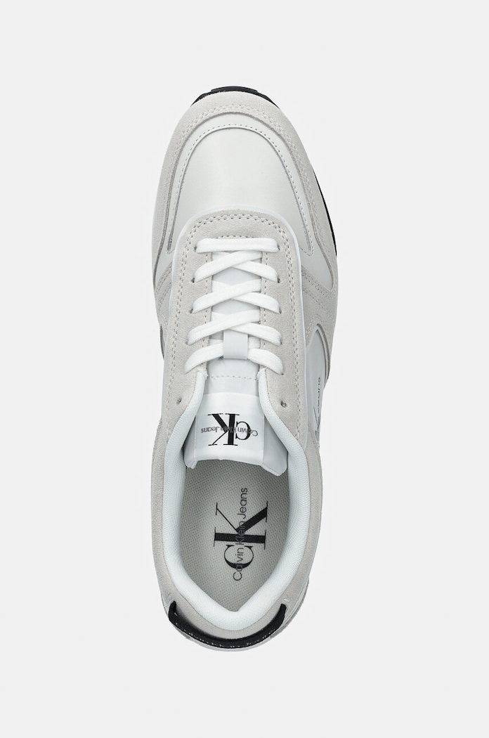 Calvin Klein Jeans sneakersy skórzane TOOTHY RUNNER IRREGULAR LINES biały YM0YM00624