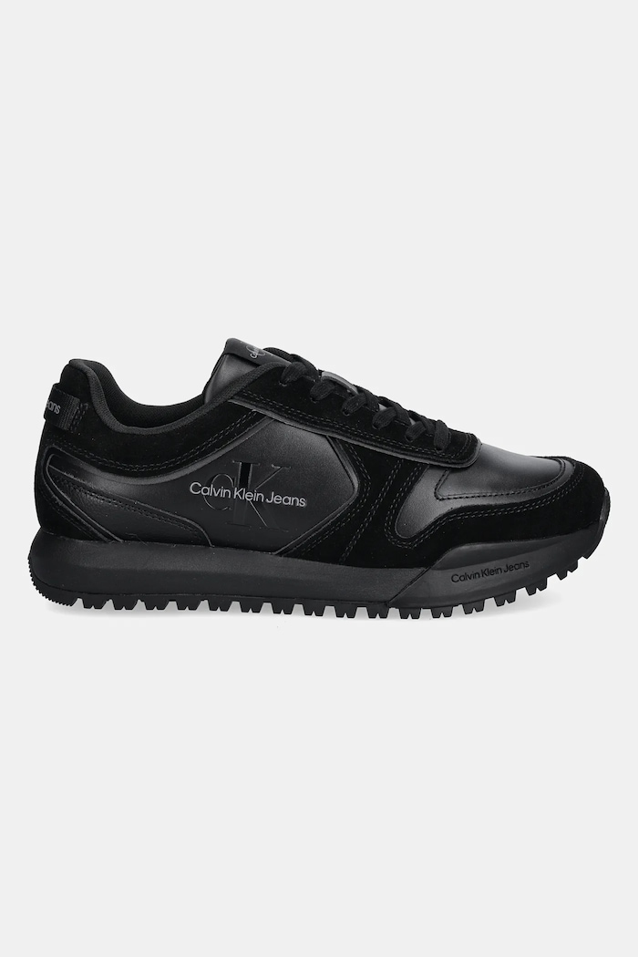 Kožené sneakers boty Calvin Klein Jeans TOOTHY RUNNER IRREGULAR LINES YM0YM00624 černá SS25