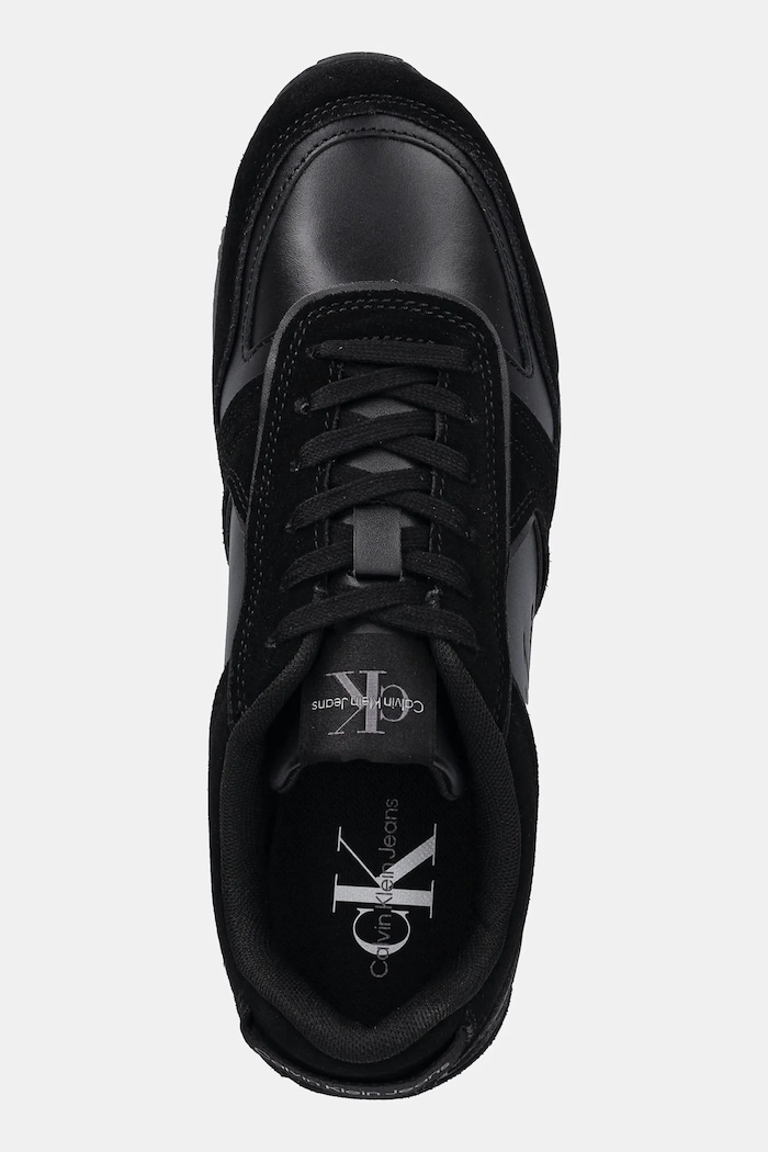 Kožené sneakers boty Calvin Klein Jeans TOOTHY RUNNER IRREGULAR LINES černá YM0YM00624