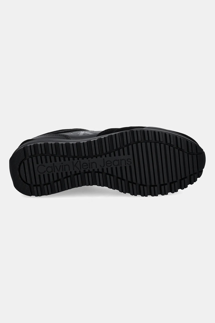 Kožené sneakers boty Calvin Klein Jeans TOOTHY RUNNER IRREGULAR LINES YM0YM00624 černá