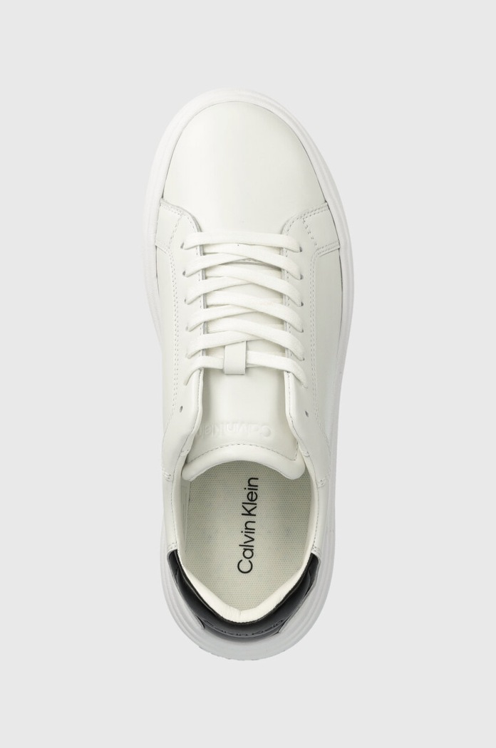 Кожени маратонки Calvin Klein LOW TOP LACE UP LTH бял HM0HM01016