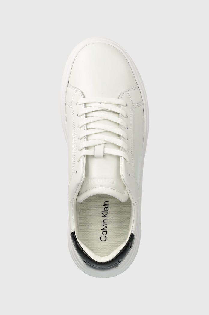 Кожени маратонки Calvin Klein LOW TOP LACE UP LTH бял HM0HM01016