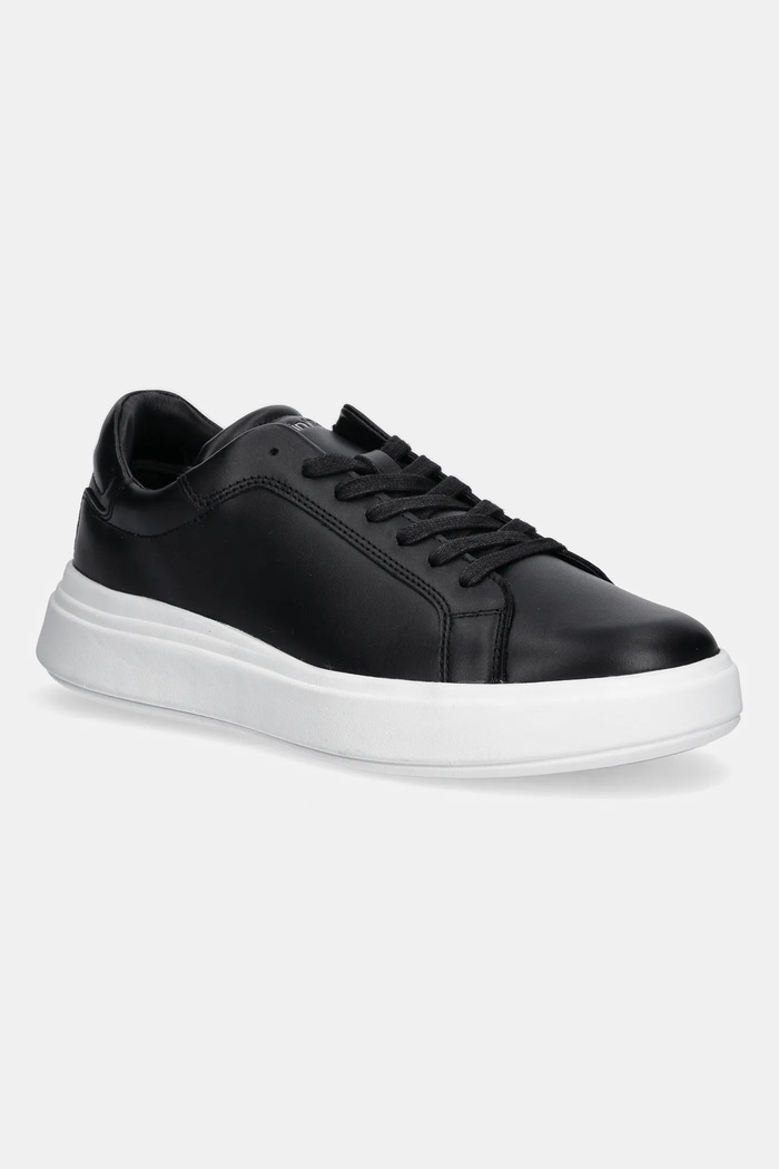 Δερμάτινα sneakers Calvin Klein LOW TOP LACE UP LTH Planet friendly μαύρο HM0HM01016