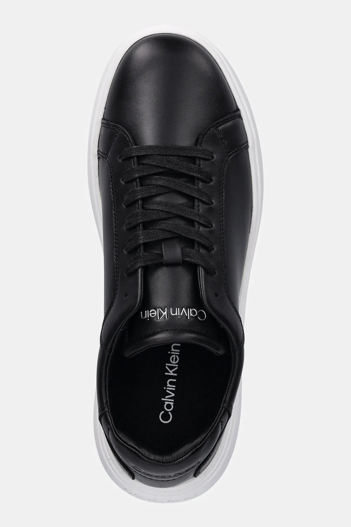 Δερμάτινα sneakers Calvin Klein LOW TOP LACE UP LTH μαύρο HM0HM01016