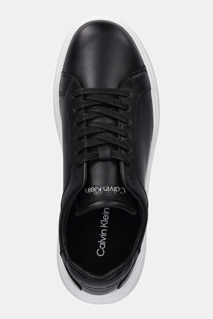 Δερμάτινα sneakers Calvin Klein LOW TOP LACE UP LTH μαύρο HM0HM01016