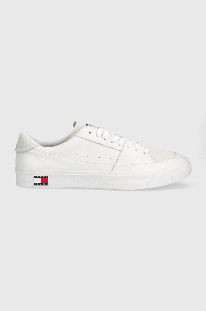 Kožené tenisky Tommy Jeans VULCANIZED ESS přírodní kůže bílá EM0EM01106