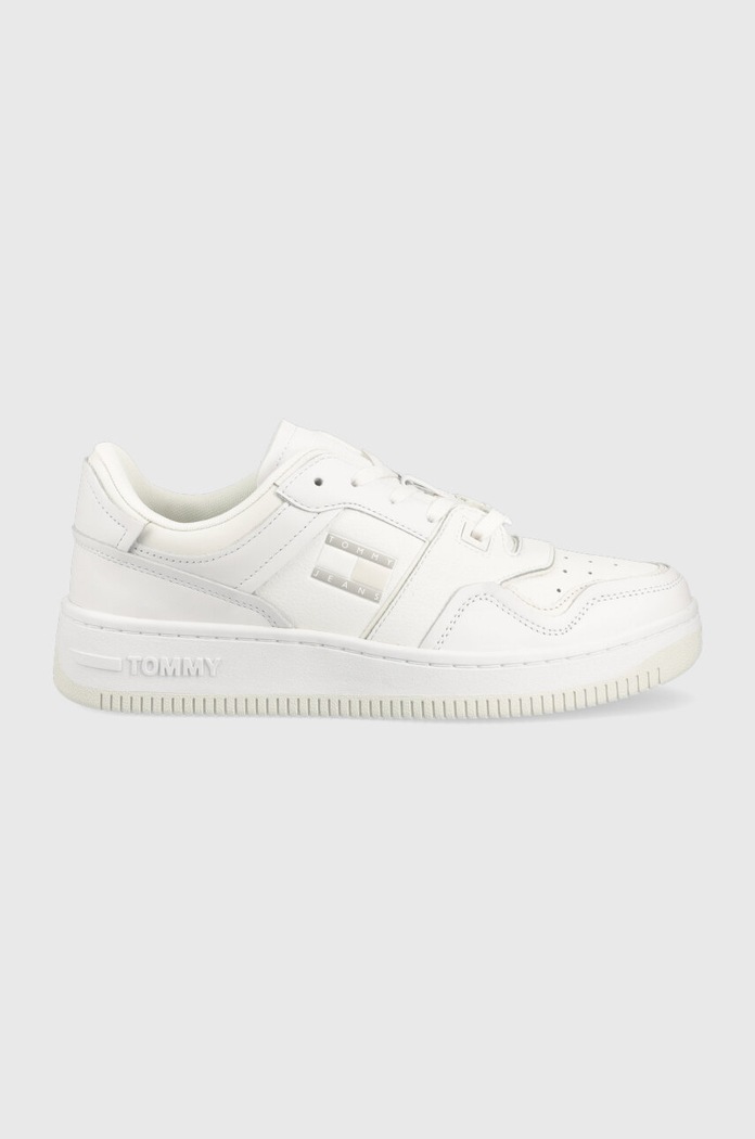 Tommy Jeans bőr sportcipő BASKET CUPSOLE nappa bőr fehér EM0EM01194