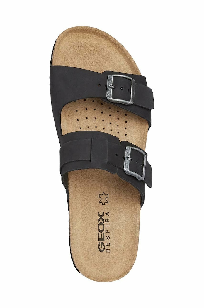Semišové šľapky Geox U SANDAL GHITA B U159VB.00032.C9999 čierna