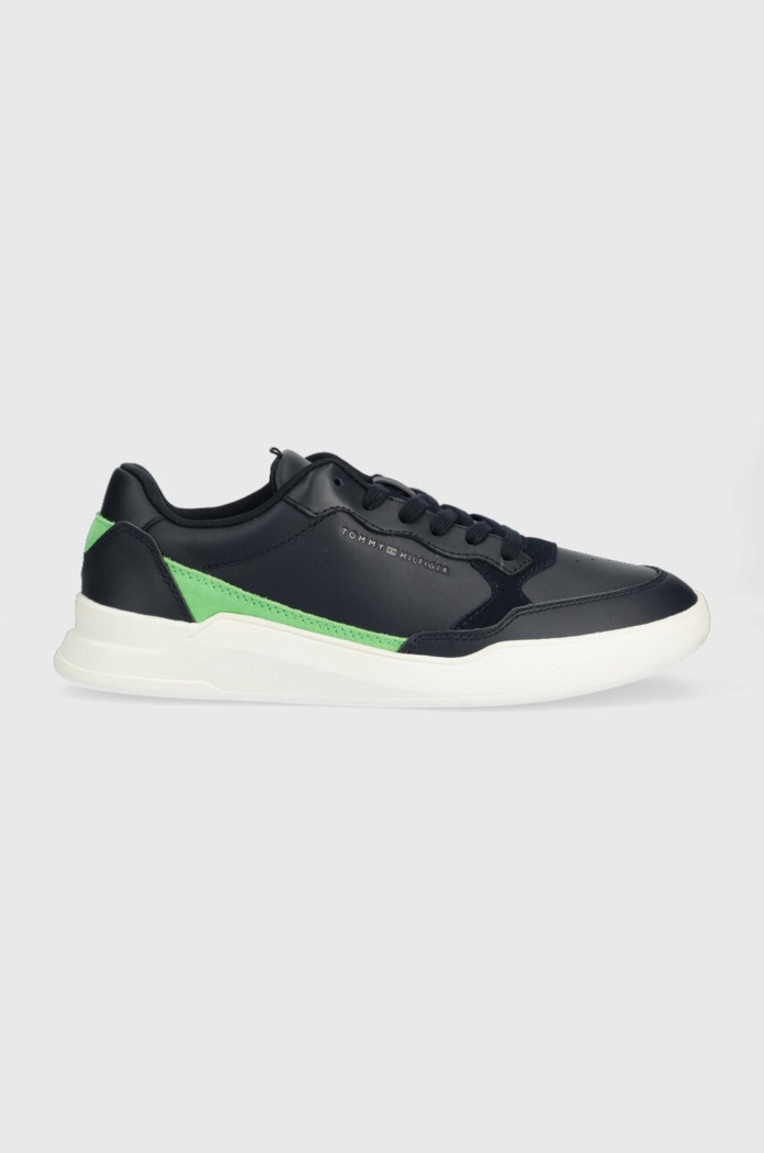 Tommy Hilfiger sneakersy skórzane ELEVATED CUPSOLE LEATHER tekstylny granatowy FM0FM04490