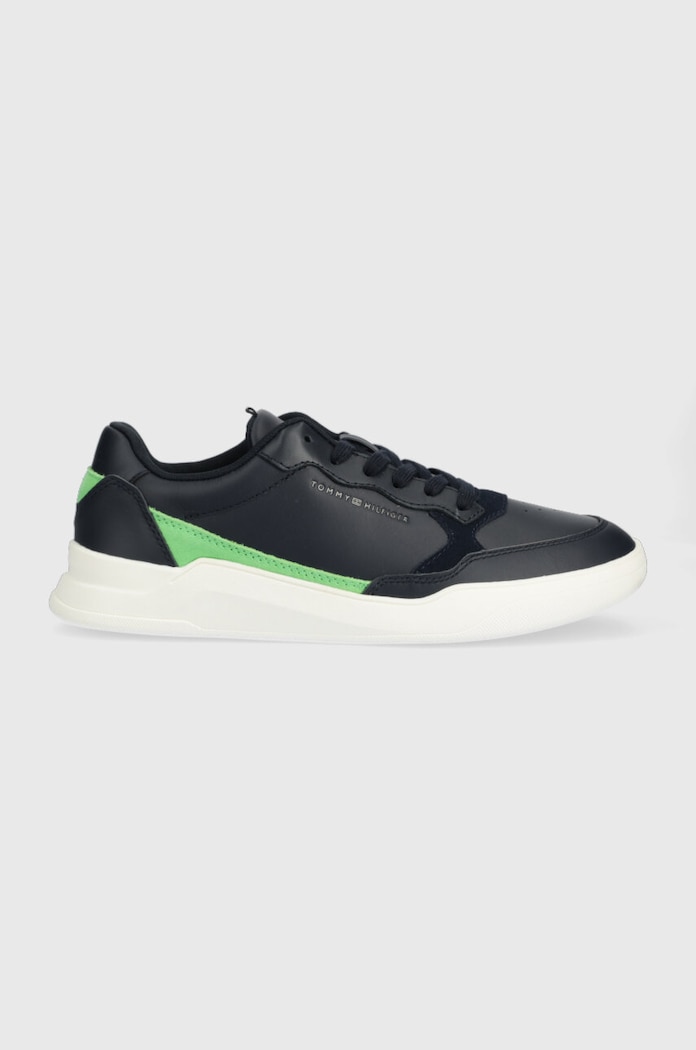 Tommy Hilfiger sneakersy skórzane ELEVATED CUPSOLE LEATHER tekstylny granatowy FM0FM04490