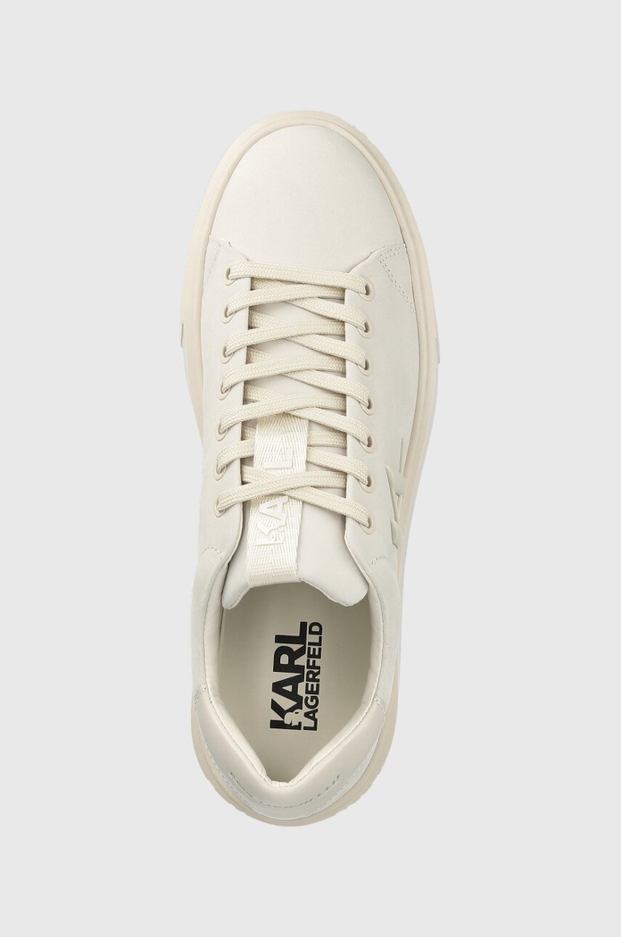 Karl Lagerfeld sneakersy skórzane MAXI KUP beżowy KL52217.2T1