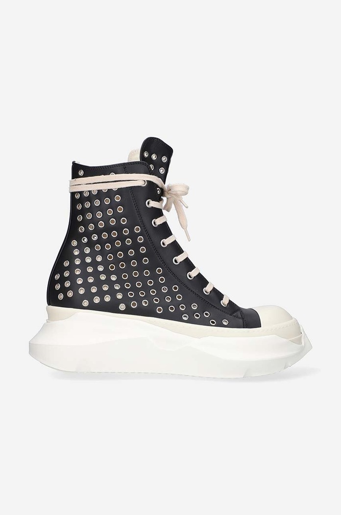 Rick Owens scarpe da ginnastica in pelle nero DU01C6840.VLES2.BLACK