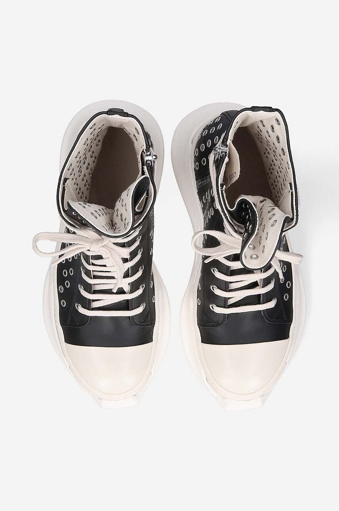Rick Owens scarpe da ginnastica in pelle nero DU01C6840.VLES2.BLACK