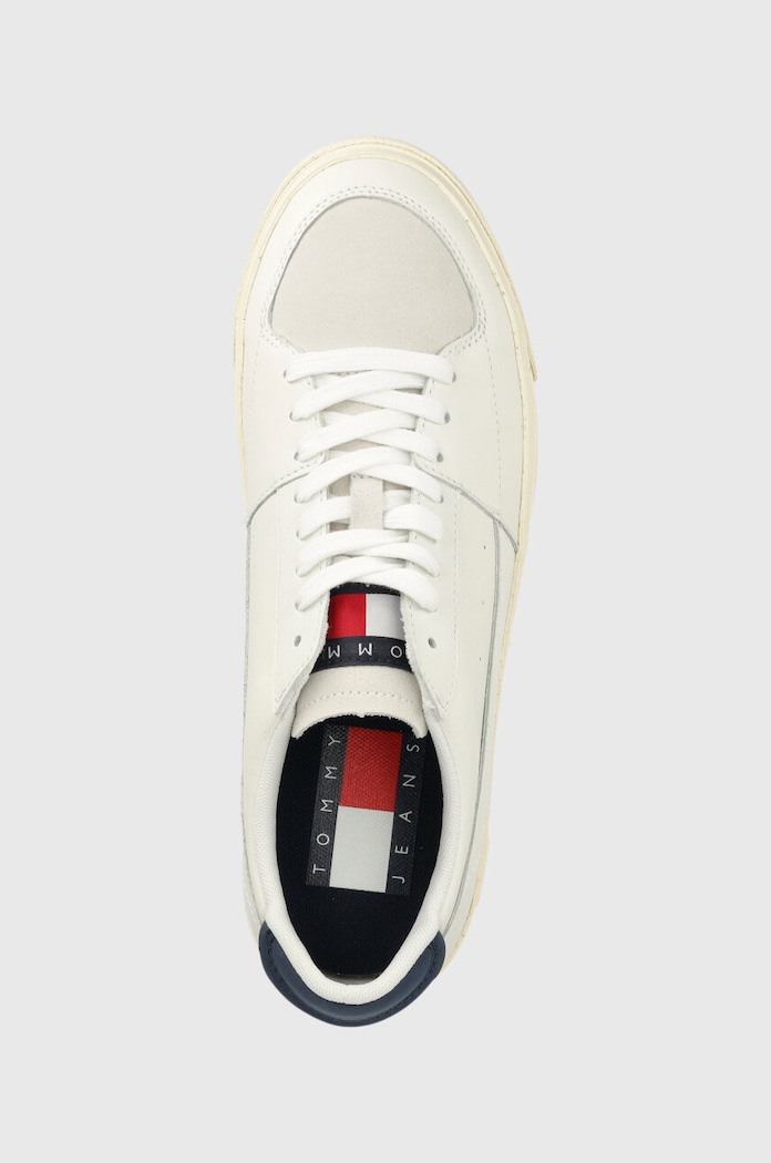 Tommy Jeans bőr sportcipő TOMMY JEANS VULCANIZED ESS fehér EM0EM01106.YBL