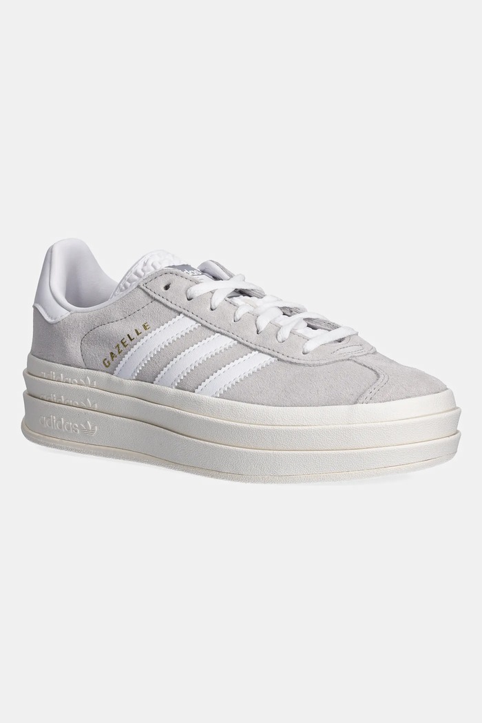 Superge iz semiša adidas Originals Gazelle Bold W Zrnato usnje siva HQ6893