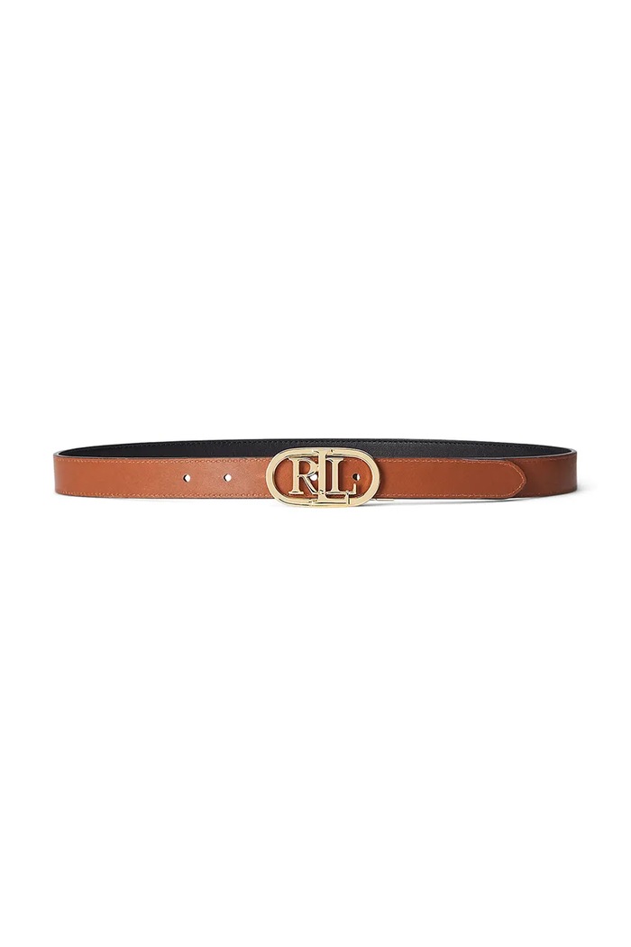 Δερμάτινη ζώνη Lauren Ralph Lauren καφέ 412883714