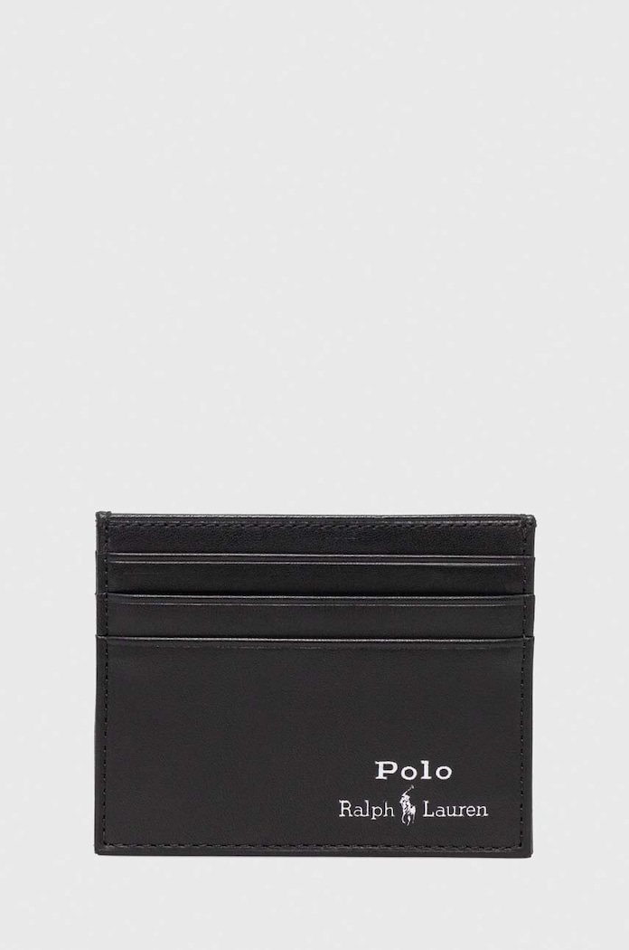Polo Ralph Lauren pasek i etui na karty skórzane czarny 405880721