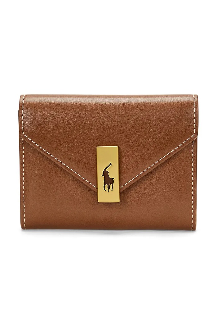 Kožená peněženka Polo Ralph Lauren přírodní kůže hnědá 427886734