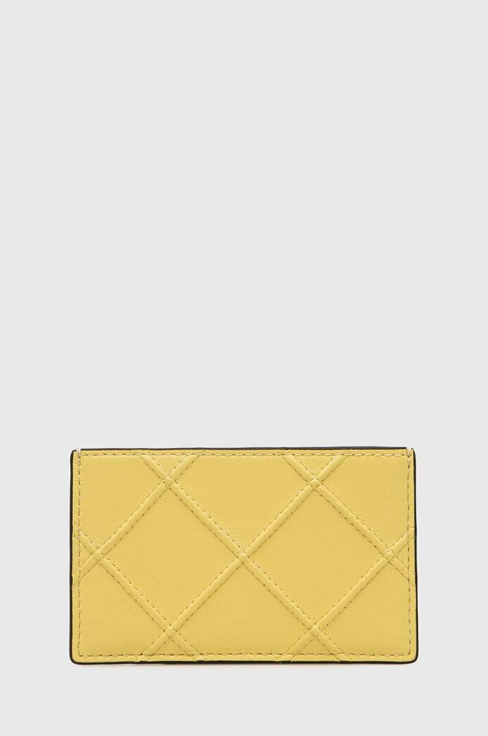Δερμάτινη θήκη για κάρτες Tory Burch λείο δέρμα κίτρινο 137147.700