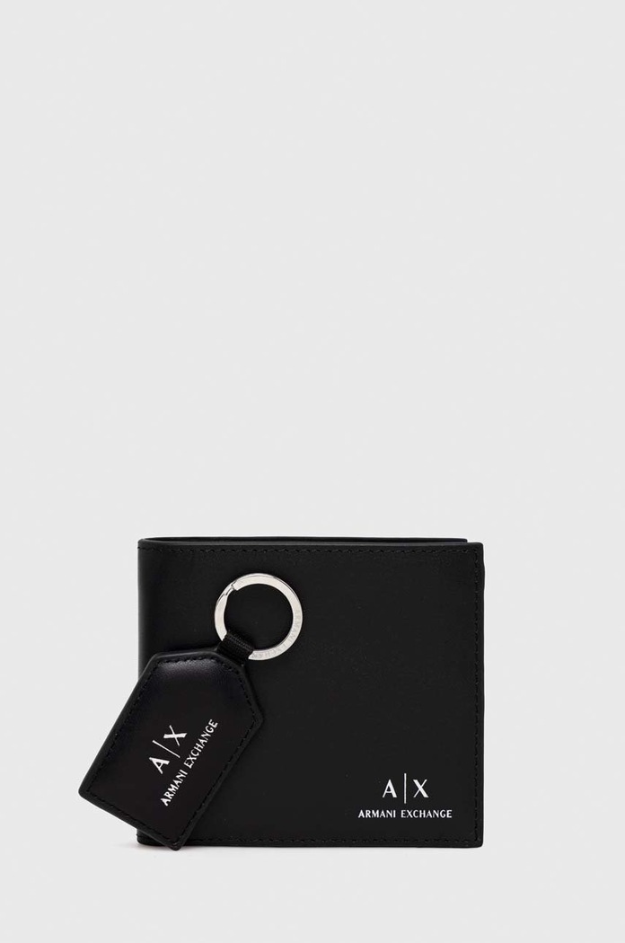 Kožená peněženka a klíčenka Armani Exchange přírodní kůže černá 958487.CC845
