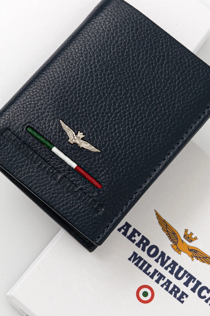 Akcesoria Aeronautica Militare portfel skórzany AM154 granatowy