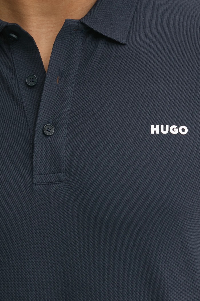 HUGO тениска с яка мъжка памучна Donos222 тъмносин 50466182