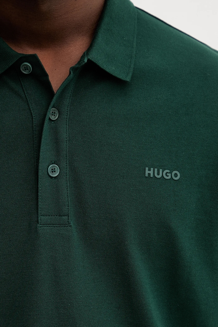 HUGO тениска с яка мъжка памучна Donos222 50466182 зелен