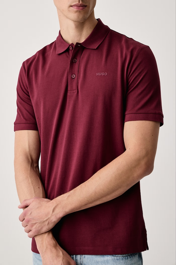 Polo męskie bawełniane Donos222 HUGO 50466182 bordowy