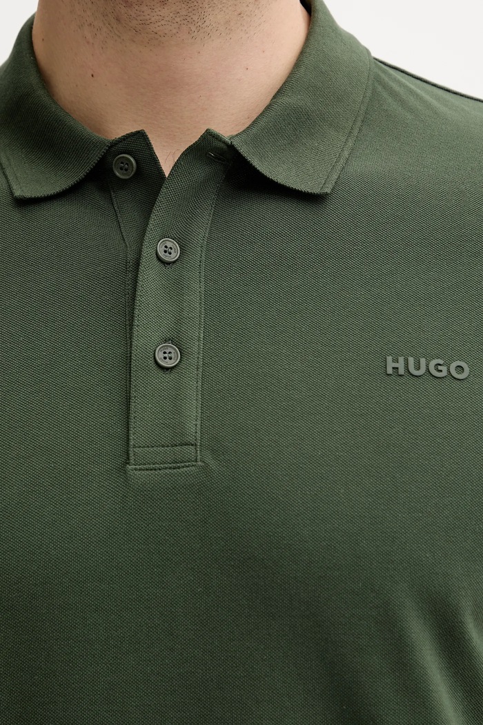 HUGO тениска с яка мъжка от памук Donos222 зелен 50466182
