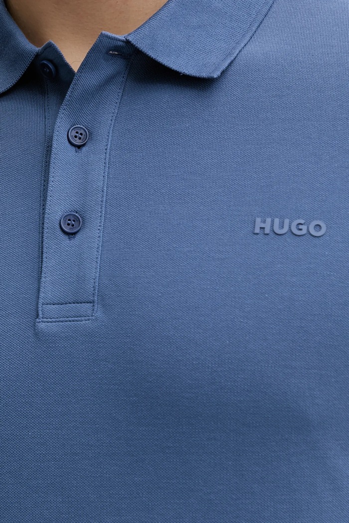 HUGO тениска с яка мъжка от памук Donos222 син 50466182