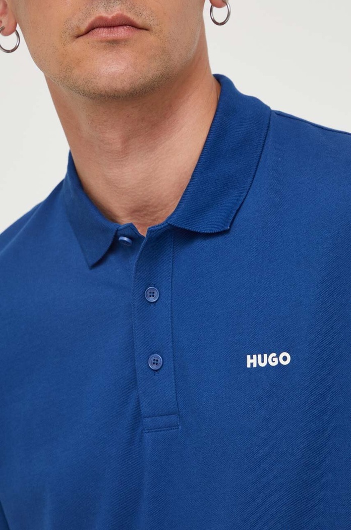 HUGO тениска с яка мъжка от памук Donos222 50466182 син