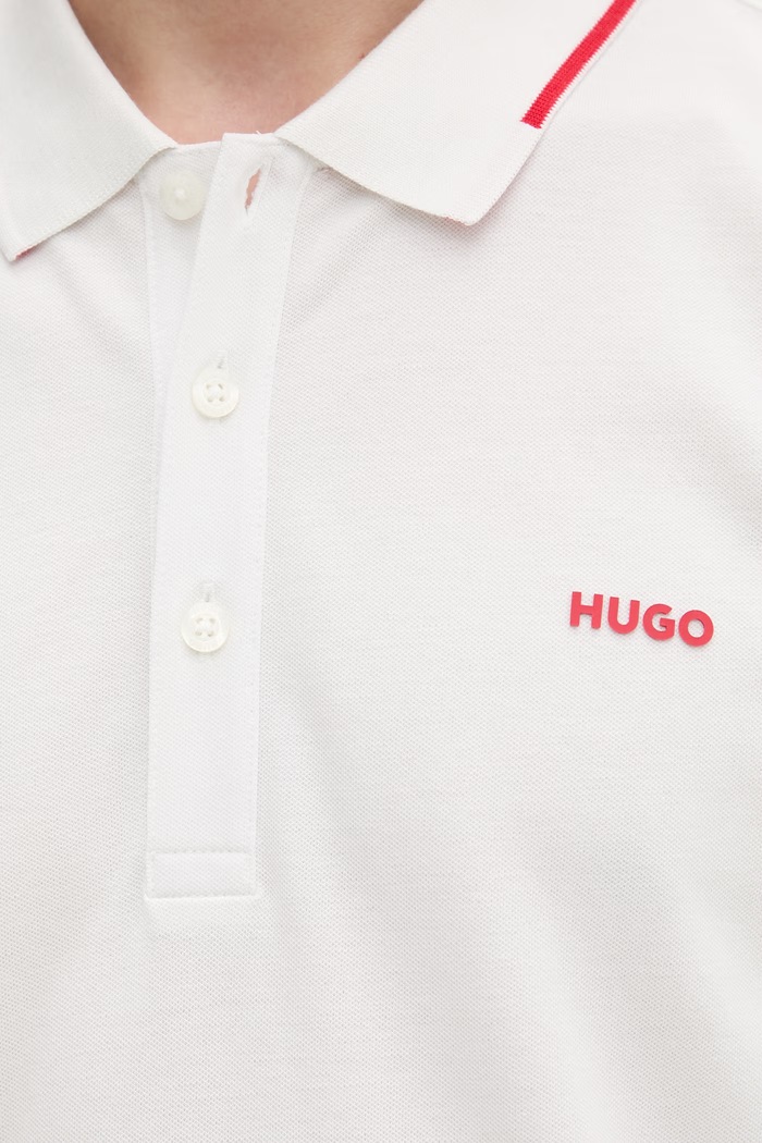 HUGO polo pánské s bavlnou Dinoso222 50467344 béžová
