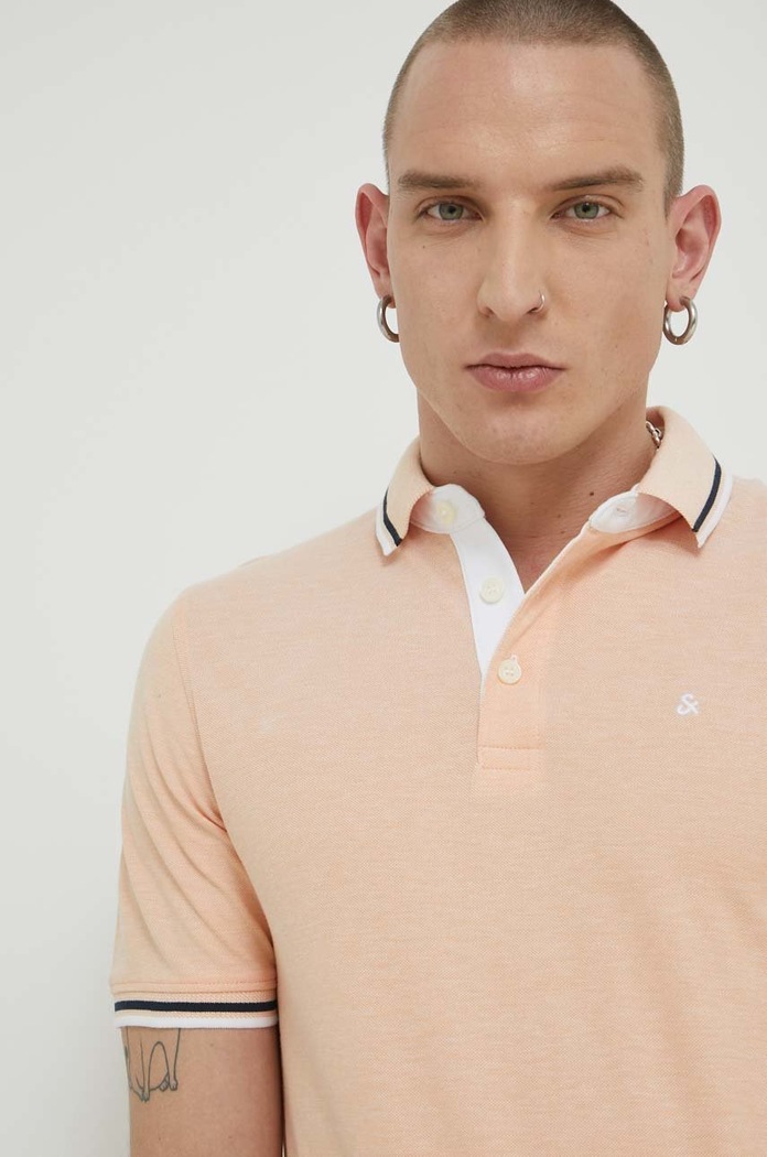 Odzież Jack & Jones Polo bawełniane JJEPAULOS 12136668. różowy
