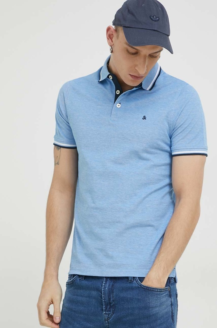 Jack & Jones polo bawełniane JJEPAULOS bawełna niebieski 12136668.