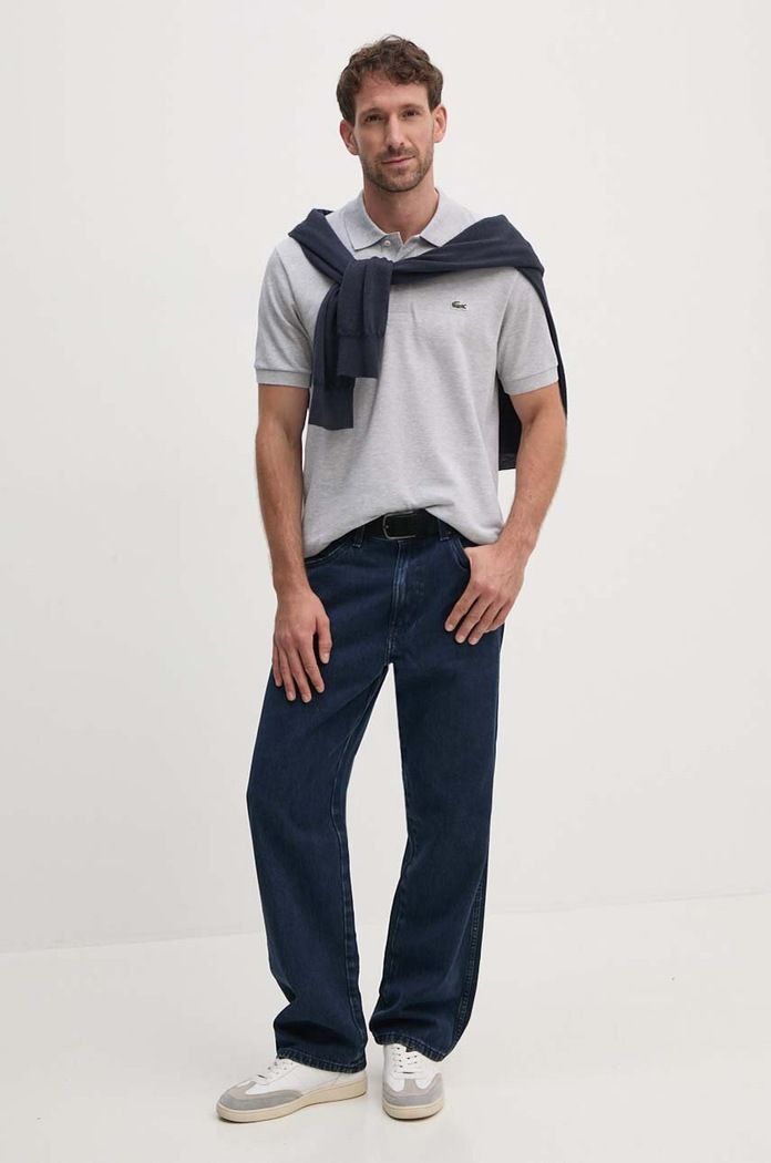 Lacoste polo bawełniane L1264 szary SS26