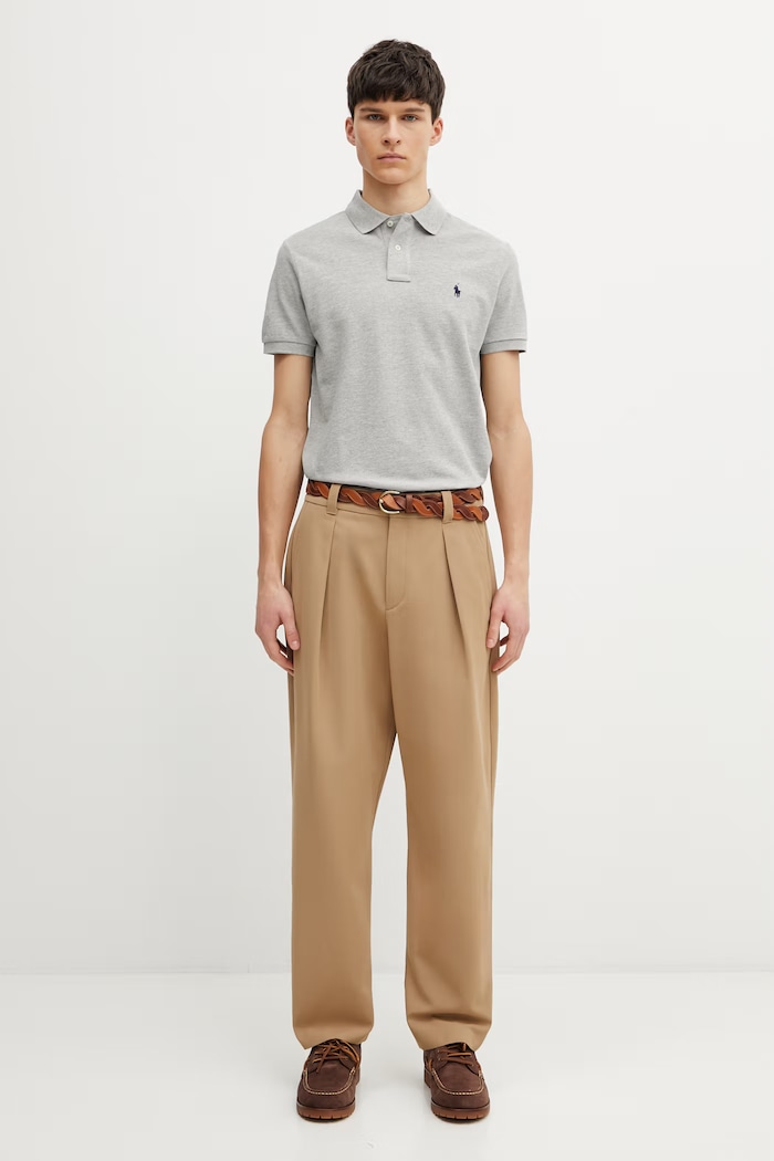 Pamučna polo majica Polo Ralph Lauren 710782592 siva