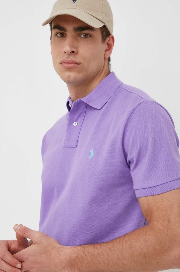 Bavlněné polo tričko Ralph Lauren fialová 710782592