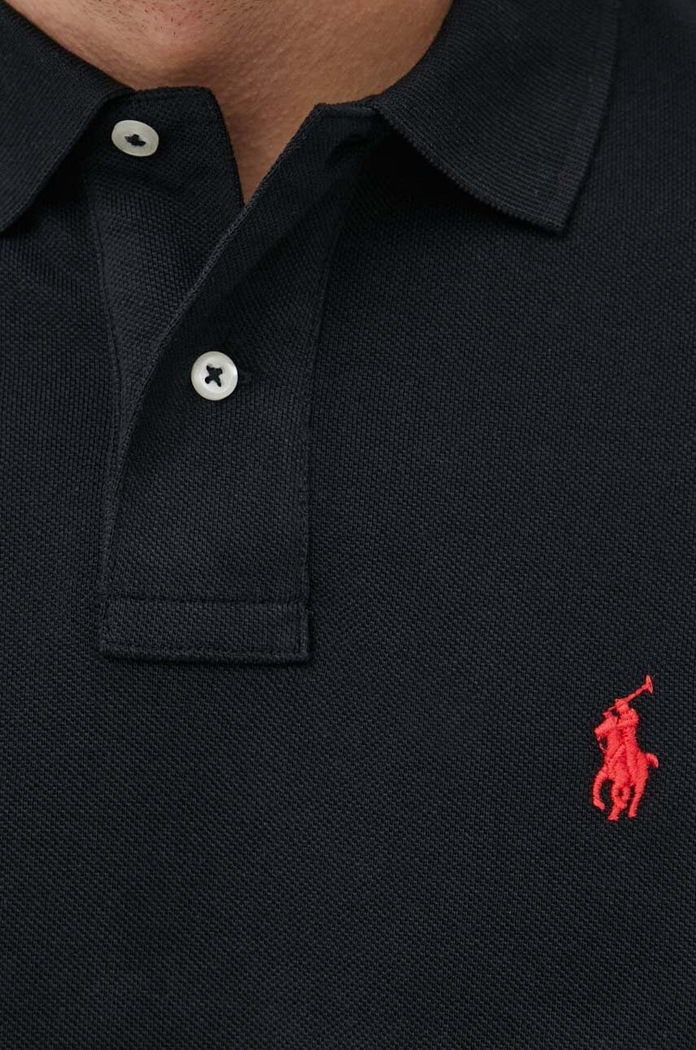 Памучна тениска с яка Polo Ralph Lauren черен 710782592