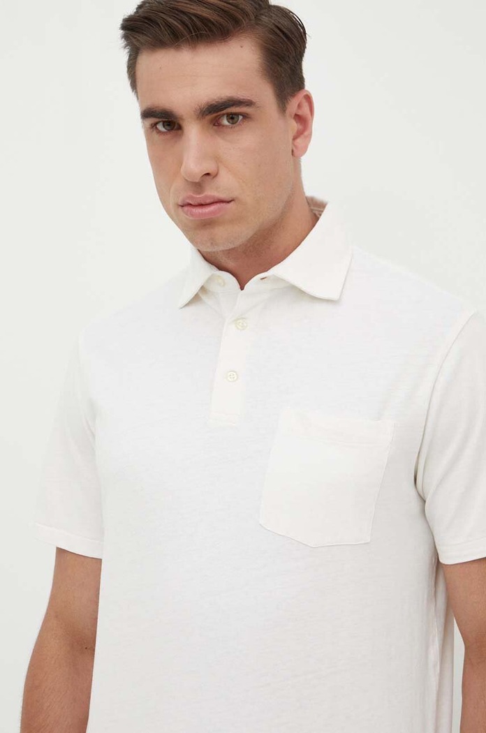 Тениска с яка лен Polo Ralph Lauren свободна бежов 710900790