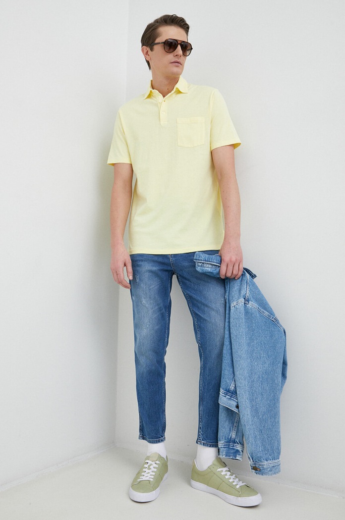 Polo Ralph Lauren Polo z domieszką lnu 710900790 żółty SS24