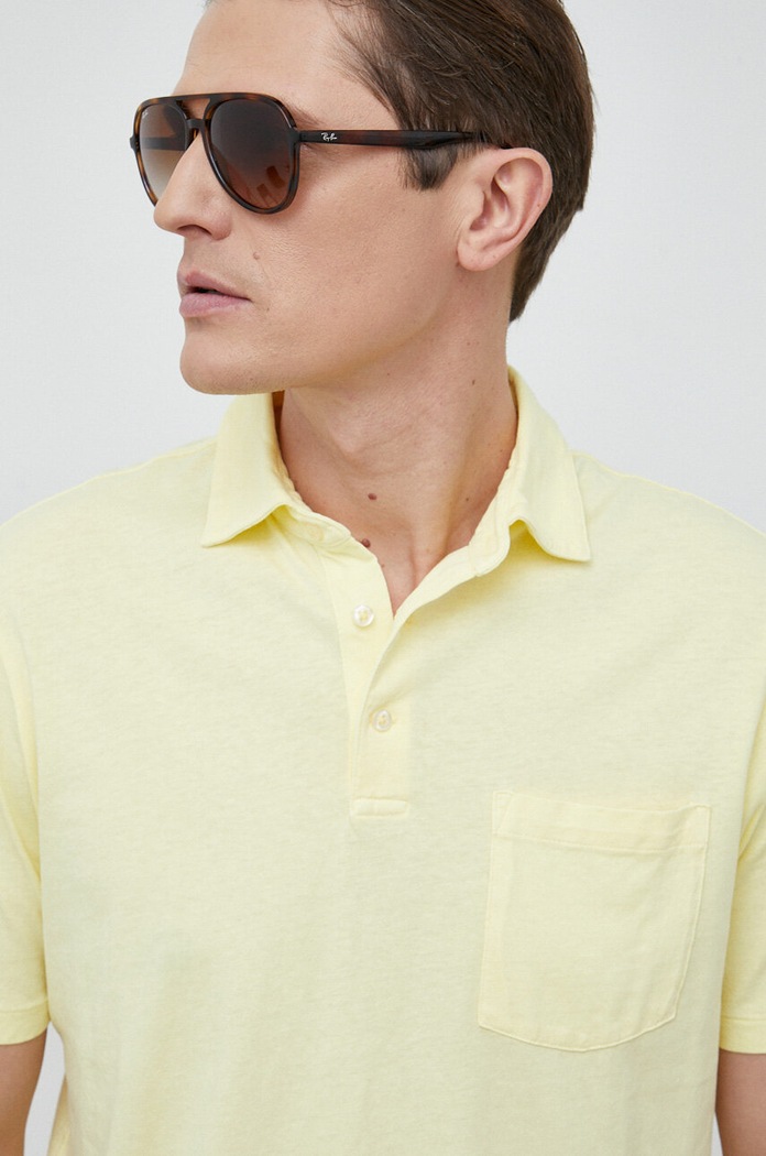 Polo z domieszką lnu Polo Ralph Lauren 710900790 żółty