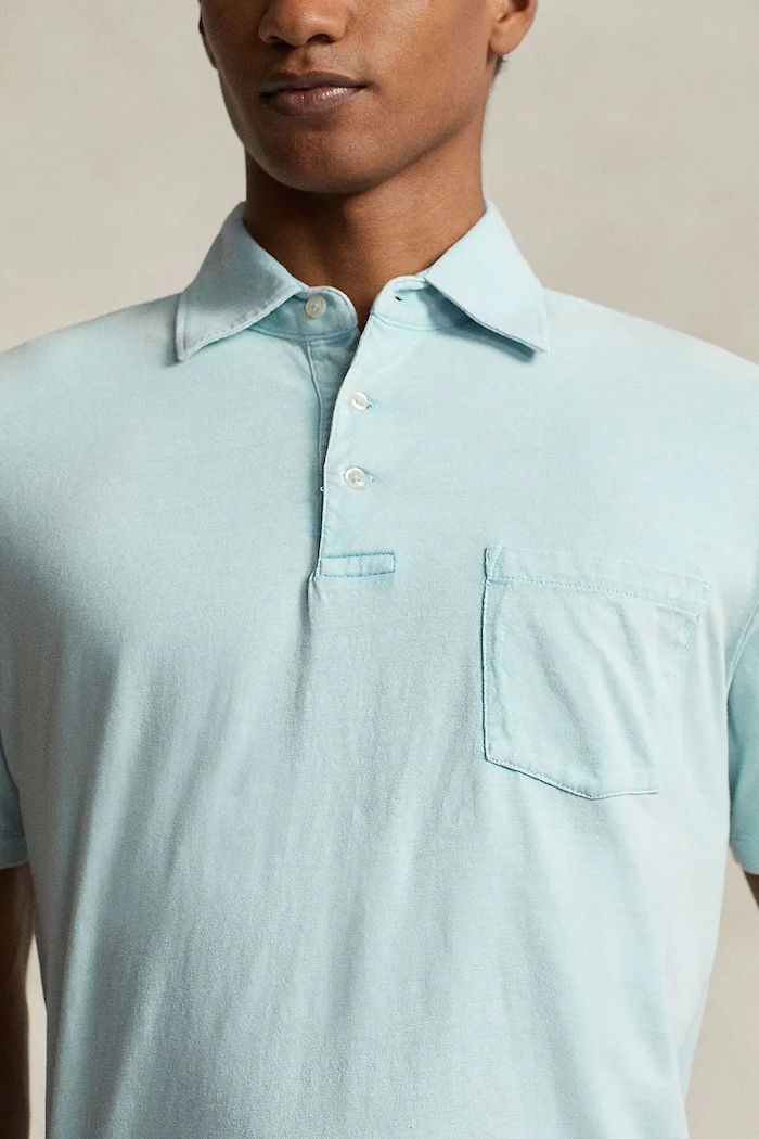 Polo tričko s prímesou ľanu Polo Ralph Lauren modrá 710900790