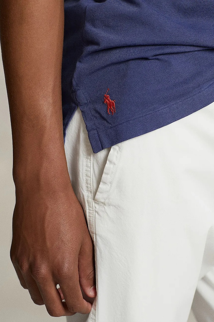 Тениска с яка лен Polo Ralph Lauren тъмносин 710900790