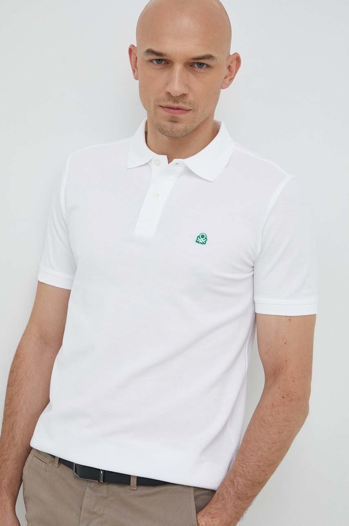 Bavlnené polo tričko United Colors of Benetton jednofarebný biela 3089J3179.101.